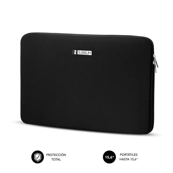 subblim skin funda de neopreno para portatil 15.6" cierre de cremallera color negro