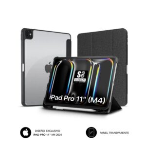 subblim funda exclusiva para ipad pro 11" m4 2024 cierre magnetico bordes reforzados 2 posiciones de soporte color negro/transparente