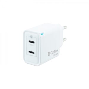 coolbox cargador de pared 35w qc3.0 + pd 2xusb c carga rapida tecnología gan color blanco