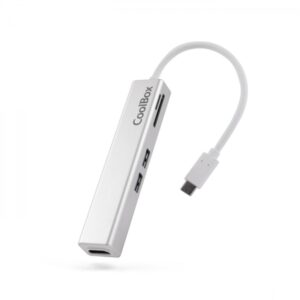 coolbox minidock 5 en 1 usb c a hdmi /2xusb3.0/1xmicrosd/1xsdpd 0.14m color gris metalizado