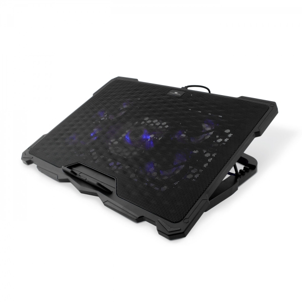 coolbox ncp17 v5 base de refrigeracion para portatil hasta 17.3" 5 ventiladores 4 posiciones de inclinacion iluminacion led azul 2 puertos usb 2.0
