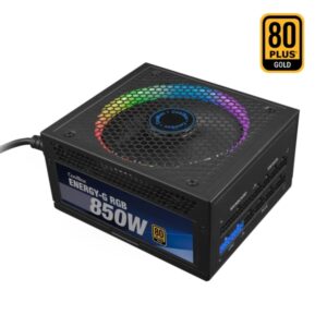 coolbox energy g fuente de alimentacion 80 plus gold modular 850w atx 3.0 rgb conector pcie 6 + 2 pines argb ventilador 140mm