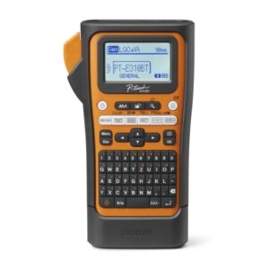 brother pt e310btvp rotuladora electronica bluetooth 5.0, usb pantalla lcd 180x180dpi velocidad de impresion 20 mm/s ancho max. de cinta 15.8mm color negro/naranja
