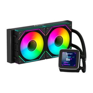 abysm oceanic lcd 240 argb kit de refrigeracion liquida 2 ventiladores de 120mm iluminacion argb pantalla lcd 2.8" bomba 2500rpm tubos de 350mm color negro formato bulk