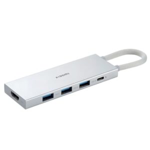 xiaomi 5 en 1 hub usb c con 3x usb a 3.0, 1x usb c carga rapida hast 100w, 1x hdmi carcasa de aluminio