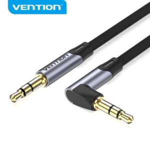 vention cable auxiliar estereo angulo de 90° chapado en oro conductor de cobre esmaltado revestimiento de aleacion de aluminio color gris