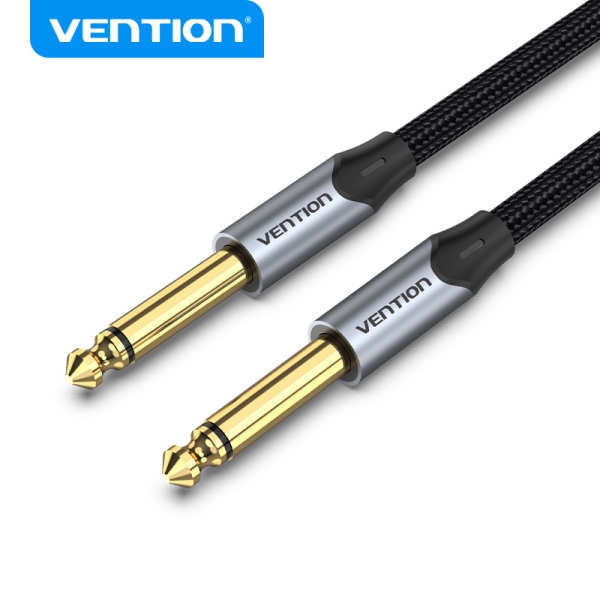 vention cable audio 6.5mm 1.5m conectores ts macho niquelado conductor de cobre esmaltado color gris