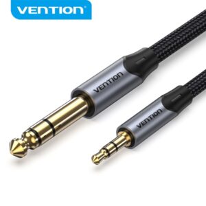 vention cable de conexion stereo jack 3.5mm a jack 6.3mm 5m contactos dorados aislamiento pvc color gris