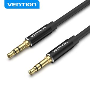 vention cable de audio conectores jack 3.5" chapado en oro carcasa de aluminio longitud 3m tpe duradero color negro