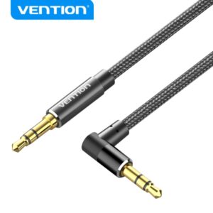 vention cable de audio conector angulo 90º chapado en oro carcasa de aluminio cobre esmaltado tpe trenzado color negro