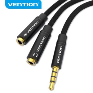 vention cable divisor de audio sincronizacion de audio y microfono tela trenzada conector escalonado color negro