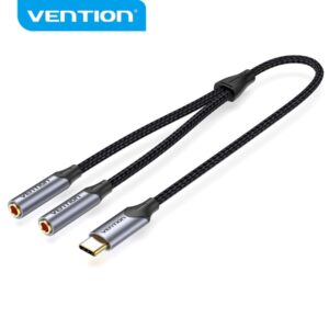 vention adaptador usb c a trs restaurar sonido original alta fidelidad chip vt0200 carcasa de aluminio color gris