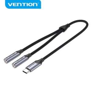 vention adaptador usb c a trs sonido hi fi chip vt0200 carcasa de aluminio antinudos resistente al desgaste color gris