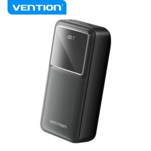 vention powerbank de energia 30000mah carga rapida 22.5w usb c/usb a pantalla led color negro
