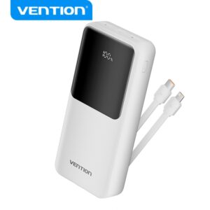 vention power bank 20.000mah multiples interfaces usb carga rapida cable usb c incluido color blanco