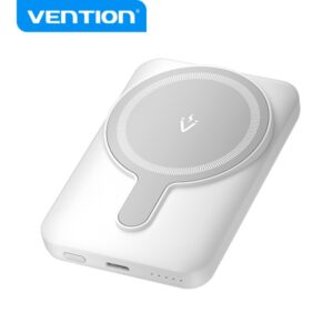 vention powerbank 5000mah magnetico inalambrico usb c dual 20w display luminoso carga rapida material resistente color blanco