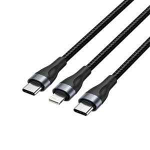 vention cable de carga usb c a usb c y lightning 480mbps aluminio/pvc 3a/27w/60w color negro