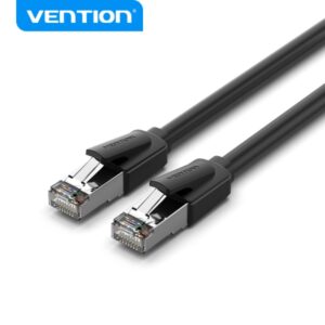 vention cable ethernet cat8 1,5m velocidad 40gbps ancho de banda 2000mhz baja latencia conectores niquelados color negro