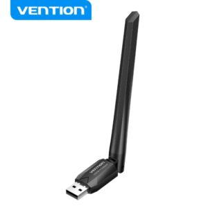 vention kdub0 adaptador usb wi fi ac650 dual band antena 6dbi conexion rapida y estable facil instalacion color negro