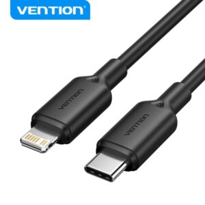 vention cable usb c a lightning conector niquelado potencia 27w corriente 3a 2m color negro