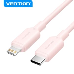 vention cable usb 2.0 tipo c a lightning niquelado 27w 3a 2m color rosa