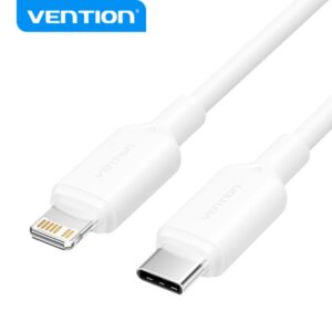 vention cable usb c a lightning conector niquelado potencia 27w corriente maxima 3a 1m color blanco