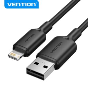vention cable usb 2.0 lightning galvanizado nickel transmision 480mbps salida 2.4a 2m color negro