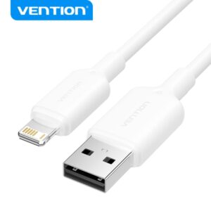 vention cable usb 2.0 lightning transmision 480mbps salida 2.4a conductor bronce enlatado 2m color blanco