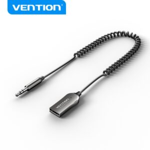 vention usb coche bluetooth 5.4 audio receiver llamadas manos libres audio hi fi emparejamiento dual plug & play color negro
