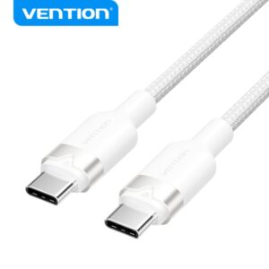vention cable usb 2.0 niquelado 60w 3a 480mbps 2m pvc + aluminio color blanco
