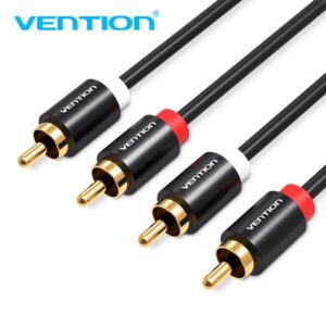 vention cable rca estereo interfaz dorada plateada conductor de bronce esmaltado material de aluminio y pvc color negro