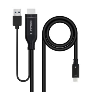 nanocable cable conversor hdmi macho a usb c macho longitud 1.8m color negro