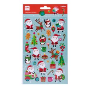 apli bolsa con 31 pegatinas navideñas papa noel adhesivo permanente diseños surtidos ideal para decorar regalos y tarjetas