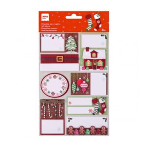 apli pack de 8 etiquetas adhesivas navideñas para regalos tamaños y diseños surtidos espacio para escribir