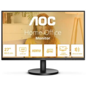 aoc monitor 27" led va ultrahd 4k 60hz respuesta 4ms angulo de vision 178° altavoces incorporados hdmi, audio montaje vesa 100x100