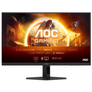 aoc g4 monitor 23.8" led fast ips fullhd 180hz hdr10 respuesta 1ms angulo de vision 178° altavoces incorporados hdmi, displayport, audio montaje vesa 100x100