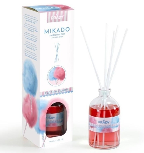 prady ambientador mikado algodon de azucar frasco de cristal 100ml y varitas difusoras