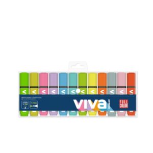 molin viva pack de 12 marcadores fluorescentes trazo entre 1 y 5mm tinta con base de agua colores surtidos