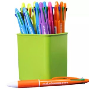 molin pack de 25 boligrafos retractiles de 4 colores punta de bola media tinta base de aceite cuerpo de colores surtidos