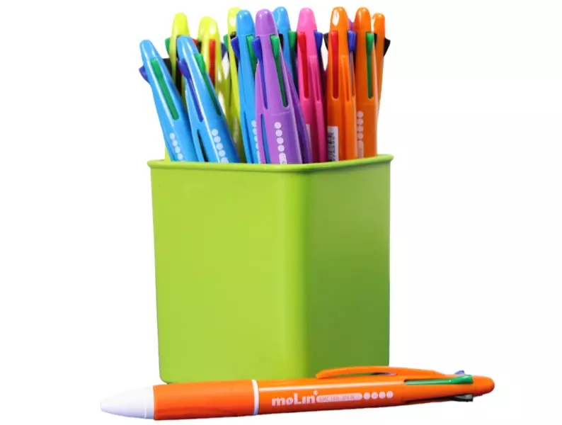 molin pack de 25 boligrafos retractiles de 4 colores punta de bola media tinta base de aceite cuerpo de colores surtidos