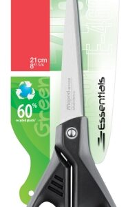 maped essentials tijeras de acero inoxidable 21cm asimetricas hojas afiladas mangos 60% de plastico recicldo color negro