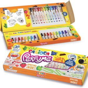 carioca perfume pack de 30 rotuladores perfumados 12 punta media, 10 punta maxi y 8 punta maxi y punta con sellos ideales para dibujar y colorear colores surtidos