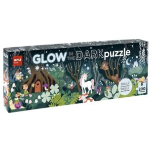 apli glow in the dark puzzle fluorescente de 200 piezas 6x5cm tematica bosque magico efecto fluorescente que revela diseños ocultos poster para facilitar montaje