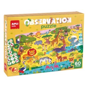 apli puzzle observacion junior jungla de 60 piezas de 6x6cm incluye poster y 1 ficha con diferentes objetos desarrolla la concentracion, observacion y memoria recomendado para niños a partir de 4 años