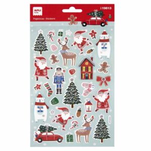apli bolsa con 33 pegatinas navideñas modelo navidad ski adhesivo permanente motivos navideños
