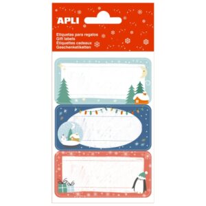 apli pack de 27 etiquetas adhesivas navideñas para regalos diseños surtidos espacio para escribir