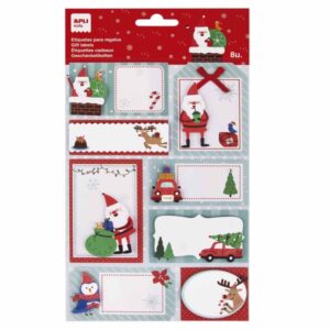 apli pack de 8 etiquetas adhesivas navideñas para regalos tamaños y diseños surtidos espacio para escribir