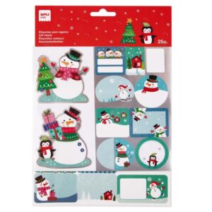 apli pack de 50 etiquetas adhesivas navideñas para regalos tamaños y diseños surtidos espacio para escribir