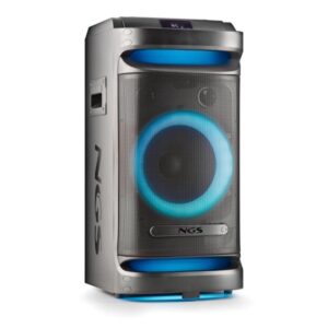 ngs wild space 1 altavoz portatil 900w bluetooth 5.3 con woofer 10" usb y aux iluminacion led autonomia hasta 6h incluye ruedas y troley color negro