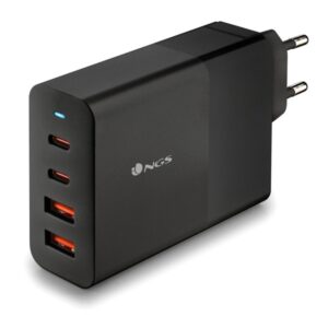 ngs bud 100w cargador gan universal de pared 100w ultrarapido 2x usb c pd & pps, 2x usb a qc 3.0 color negro